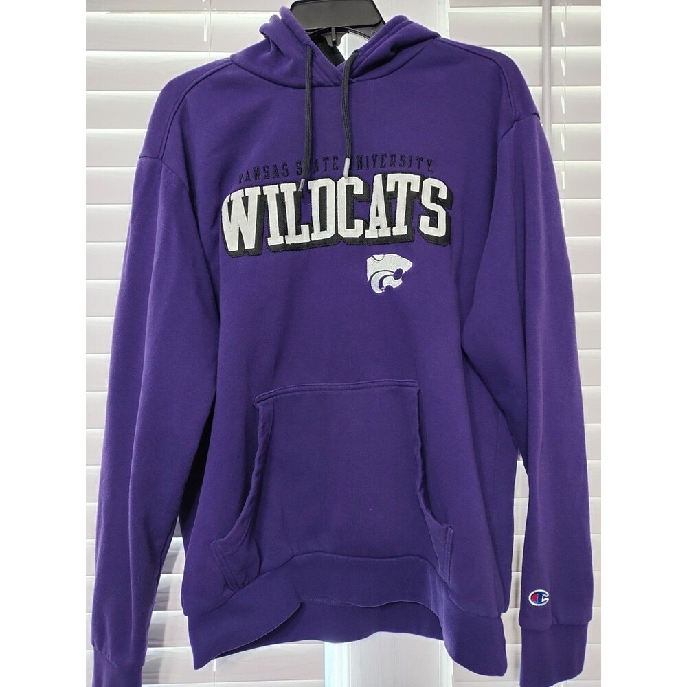 Kansas State Wildcats Champion Purple/Black Pullover Hoodie Mens M Lined Hood